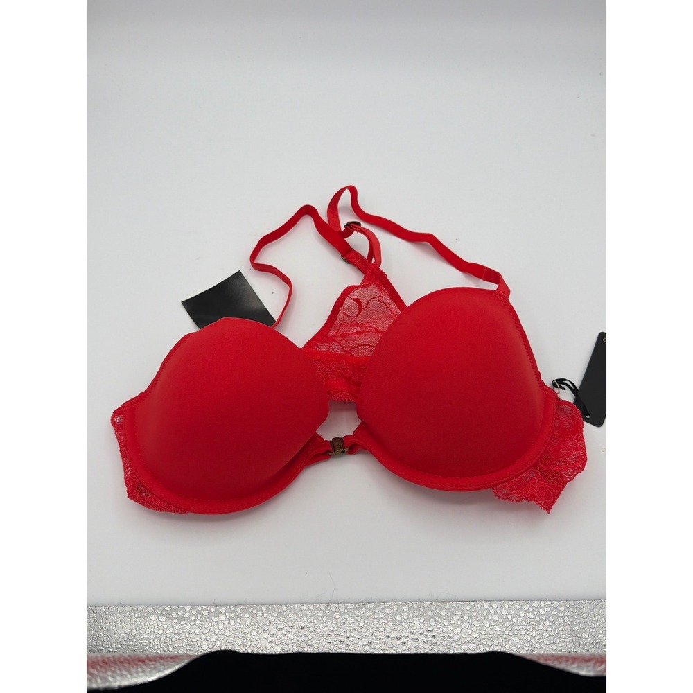 BeMe New York Red Racerback Push-Up Bra Front Closure Lace Trim 36A BMRT003